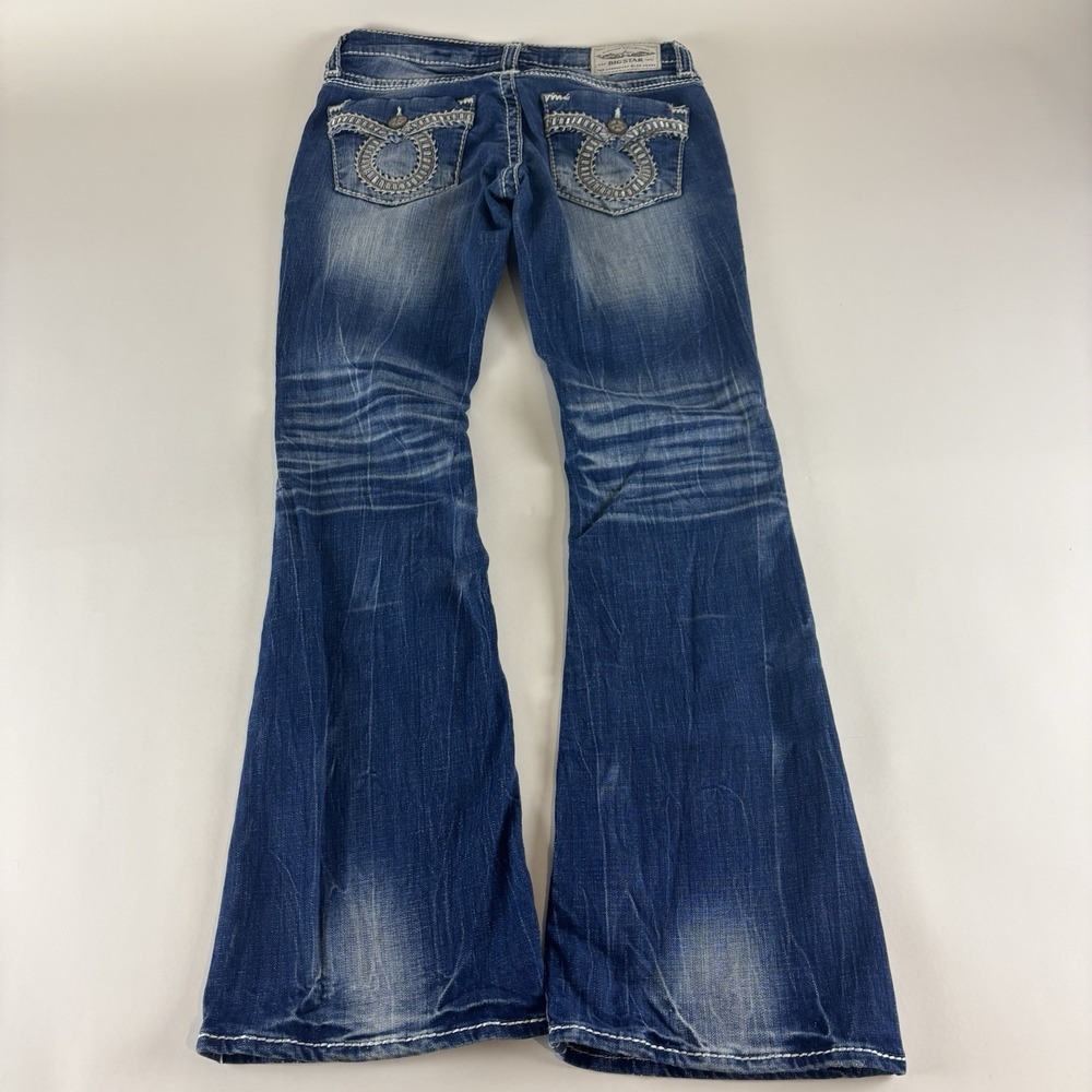 Big Star Jeans Womens 29R Denim Low Rise Sweet Flare Pocket Embroidered - Picture 2 of 16